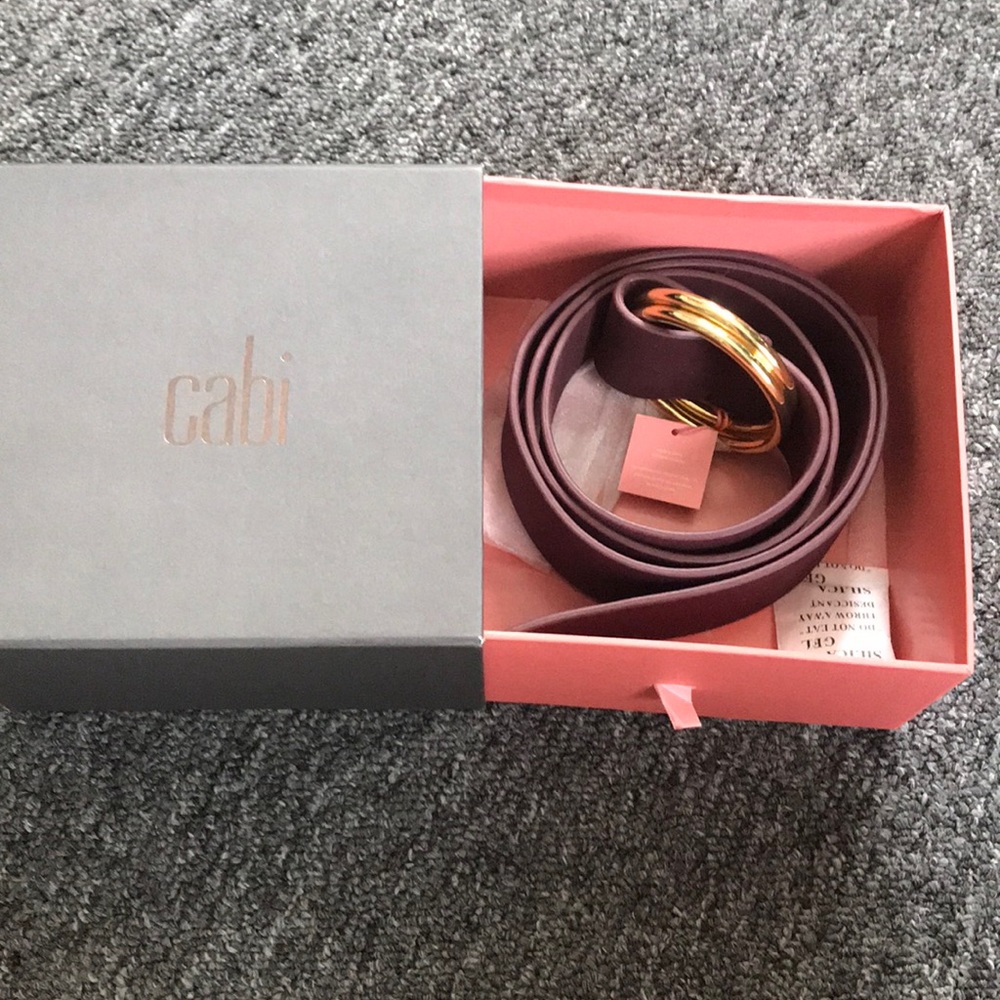 Cabi purple leather belt with gold buckle